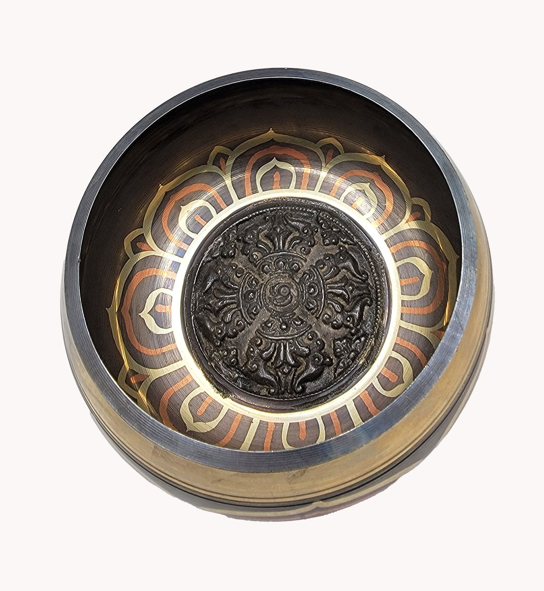 Seven metal singing bowl (S).